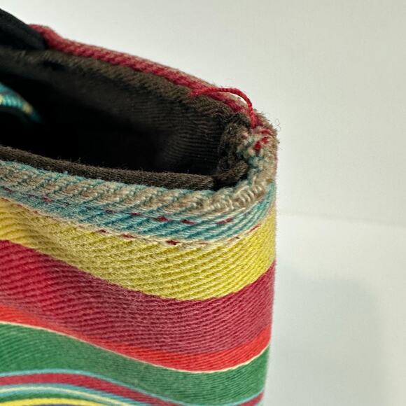 Vintage 90s Kate Spade Canvas Rainbow Striped Bag Purse Footed Bottom Coin Purse - Picture 12 of 16